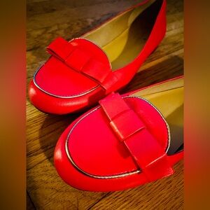 Kate Spade Hot Pink Patent Leather Flats w/Bow, Sz 8 - Like New! ♠️